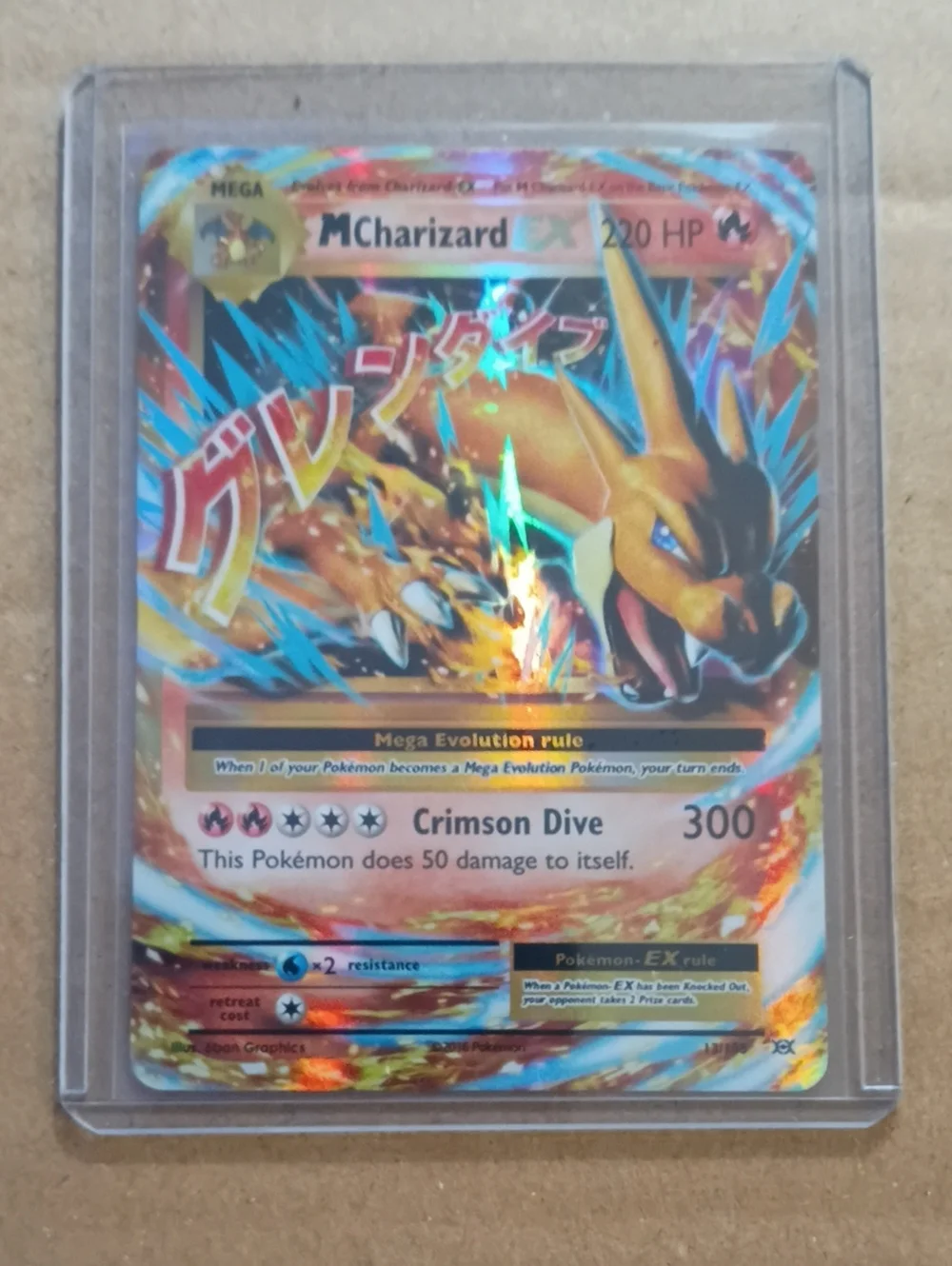 Mega Charizard EX Holographic Trading Card - Orange/Gold
